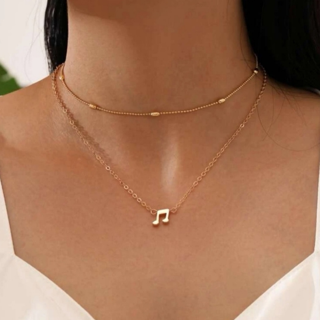 2 Pc Music Note Pendant Necklace